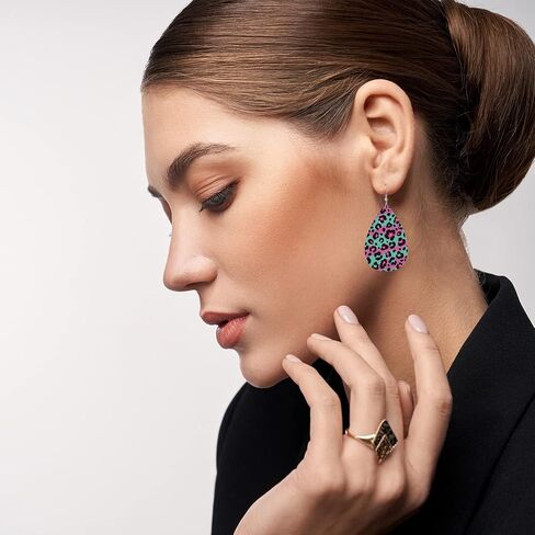 Earrings For Women,Leather Earrings Dangle Lightweight Teardrop Earrings Jewelry For Women Girls in Saudi Arabia