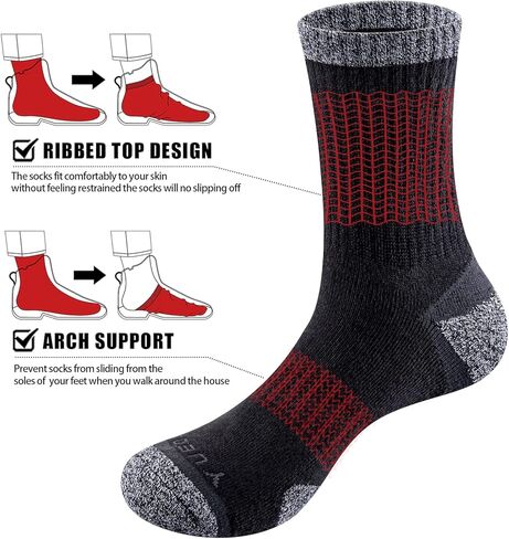 Men's Hiking Socks Moisture Wicking Cushioned Athletic Crew Socks Thick Cotton Work Boot Socks For Men Size 6-13 in Saudi Arabia