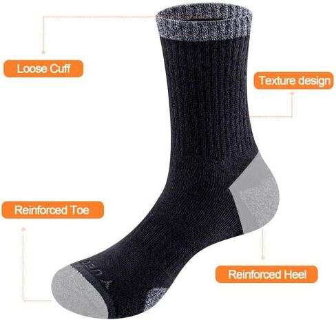 جوارب للمشي لمسافات طويلة للرجال، جوارب رياضية مبطنة ماصة للرطوبة، جوارب سميكة من القطن للعمل للرجال، مقاس 6-13 in Kuwait