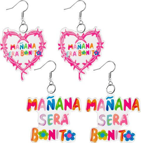 DDhoutiun 2Pairs Karol Heart with Thorns Earrings Colorful Manana Sera Bonito Acrylic Heart Shaped Dangle Drop Earring Latin Singer Merchandise Music Album Merch Jewelry Gifts for Women Girls Fans in Saudi Arabia