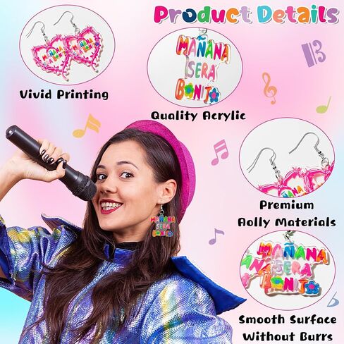 DDhoutiun 2Pairs Karol Heart with Thorns Earrings Colorful Manana Sera Bonito Acrylic Heart Shaped Dangle Drop Earring Latin Singer Merchandise Music Album Merch Jewelry Gifts for Women Girls Fans in Saudi Arabia