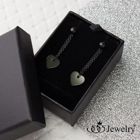 ‎555Jewelry Stainless Steel Threader Dangle Heart Earrings for Women & Girls in Saudi Arabia