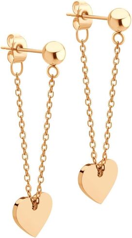 ‎555Jewelry Stainless Steel Threader Dangle Heart Earrings for Women & Girls in Saudi Arabia