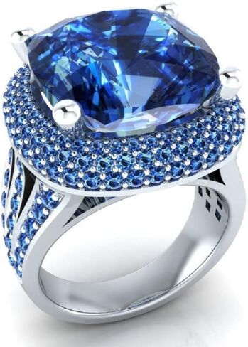 KOICCVQQ 925 الفضة الاسترليني قطع الزبرجد توباز خواتم الياقوت وعد العصابات الزفاف قطع مكعب زركونيا خاتم الخطوبة مطعمة قيراط الأزرق توباز خاتم الخطوبة (الحجم 7) in Kuwait