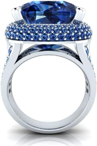 KOICCVQQ 925 الفضة الاسترليني قطع الزبرجد توباز خواتم الياقوت وعد العصابات الزفاف قطع مكعب زركونيا خاتم الخطوبة مطعمة قيراط الأزرق توباز خاتم الخطوبة (الحجم 7) in Kuwait