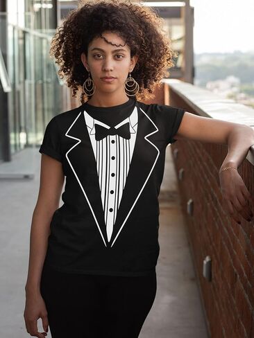 P&B Tuxedo White Funny Women's T-Shirt in Kuwait