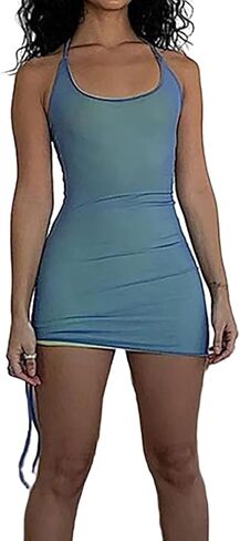 فستان نسائي بدون أكمام، فستان شبكي بطبقة مزدوجة، فساتين ضيقة ضيقة in Kuwait