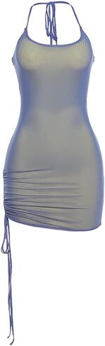 فستان نسائي بدون أكمام، فستان شبكي بطبقة مزدوجة، فساتين ضيقة ضيقة in Kuwait