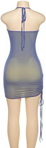 فستان نسائي بدون أكمام، فستان شبكي بطبقة مزدوجة، فساتين ضيقة ضيقة in Kuwait