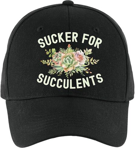 Pishovi Funny Sucker for Succulents Baseball Hat, Adjustable Vintage Cotton Hat, Retirement Gift for Plant Lover Gardener, for Grandpa, Grandma, Dad, Mom, Christmas Anniversary Birthday Gift Black, in Kuwait