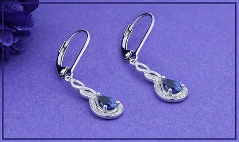 Dazzlingrock Collection 6X4mm Each Pear Lab Created Gemstone & Round Natural White Diamond Swirl Halo Teardrop Lever Back Dangling Drop Earrings for Women in 925 Sterling Silver in Saudi Arabia