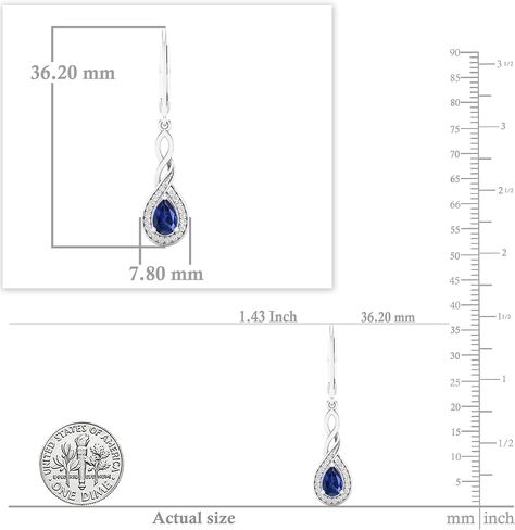 Dazzlingrock Collection 6X4mm Each Pear Lab Created Gemstone & Round Natural White Diamond Swirl Halo Teardrop Lever Back Dangling Drop Earrings for Women in 925 Sterling Silver in Saudi Arabia