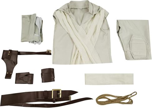 Forwacos Kids Rey زي البنات Jedi Robe الزي الفاخر البدلة العلوية والسراويل مع حزام مجموعة كاملة من الملابس للهالوين in Kuwait