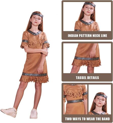 ReneeCho Kid’s Indian Costume Boys Girls Halloween Outfit Party Field in Saudi Arabia