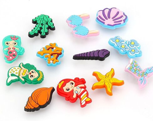 مورتد دلايات لتزيين الاحذية بتصميم حورية البحر، 12 قطعة من دلايات المحيط المرجاني لتزيين سوار المعصم، اكسسوارات حلي احذية من بلاستيك PVC لهدايا الحفلات والعطلات واعياد الميلاد in Kuwait