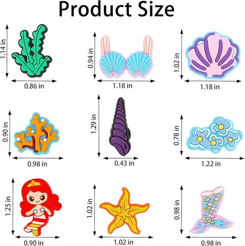 مورتد دلايات لتزيين الاحذية بتصميم حورية البحر، 12 قطعة من دلايات المحيط المرجاني لتزيين سوار المعصم، اكسسوارات حلي احذية من بلاستيك PVC لهدايا الحفلات والعطلات واعياد الميلاد in Kuwait