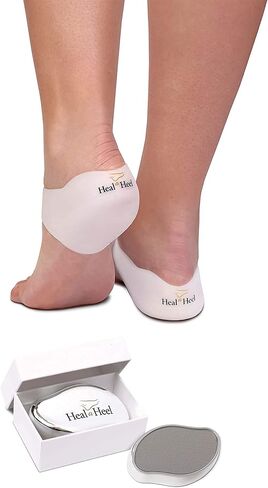 Heal A Heel Silicone Heal Cups Size M + NanoGlass Foot File | Natural Dry Heel Solution | Comfortable and Durable Heel Cup for Cracked Heel Treatment in Saudi Arabia