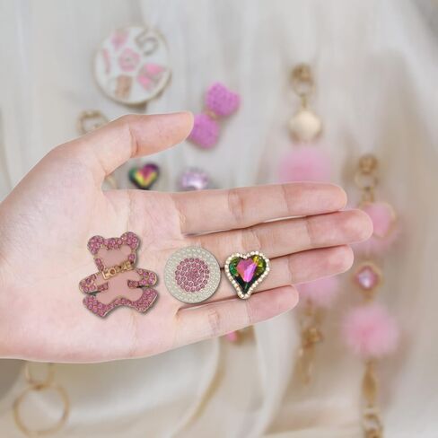 meexzoom 12PCS Bling Shoe Charms Pink-Luxury Crystal Rhinestone Accessories for Women-DIY Clogs Decoration - Designer Jewelry Charms Girls- Perfect Party Favors Birthday Gifts in Kuwait