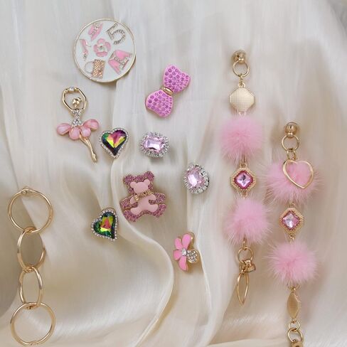 meexzoom 12PCS Bling Shoe Charms Pink-Luxury Crystal Rhinestone Accessories for Women-DIY Clogs Decoration - Designer Jewelry Charms Girls- Perfect Party Favors Birthday Gifts in Kuwait