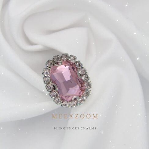 meexzoom 12PCS Bling Shoe Charms Pink-Luxury Crystal Rhinestone Accessories for Women-DIY Clogs Decoration - Designer Jewelry Charms Girls- Perfect Party Favors Birthday Gifts in Kuwait