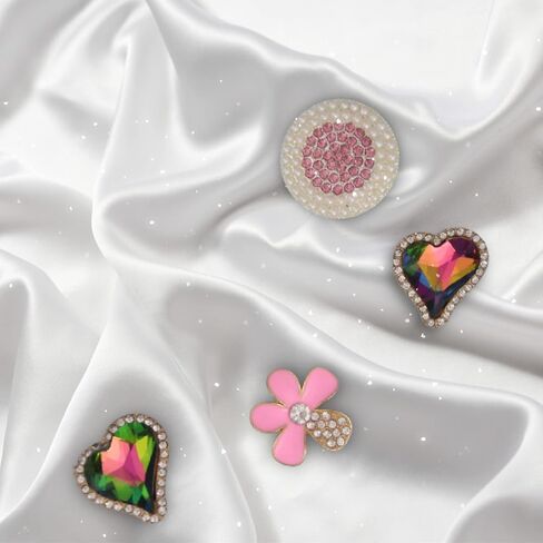 meexzoom 12PCS Bling Shoe Charms Pink-Luxury Crystal Rhinestone Accessories for Women-DIY Clogs Decoration - Designer Jewelry Charms Girls- Perfect Party Favors Birthday Gifts in Kuwait