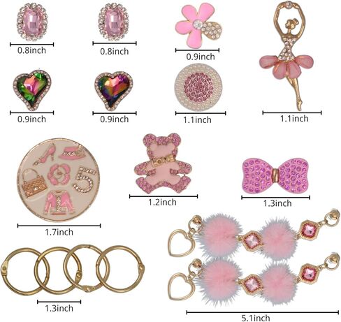 meexzoom 12PCS Bling Shoe Charms Pink-Luxury Crystal Rhinestone Accessories for Women-DIY Clogs Decoration - Designer Jewelry Charms Girls- Perfect Party Favors Birthday Gifts in Kuwait