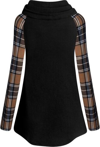 Women's Cowl Neck Asymmetric Hem Colorblock Tunic Tops in Saudi Arabia