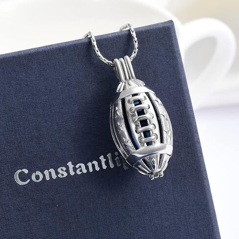 Constantlife مجوهرات حرق الجثث للرماد كرة القدم الأمريكية الرجبي قلادة جرة قلادة الفولاذ المقاوم للصدأ المدلاة تذكار تذكاري رياضي هدية للرجال النساء in Kuwait