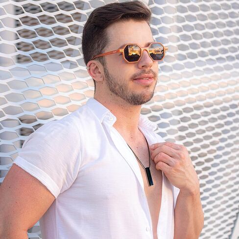 Obsidian Blue Tiger Eye Bar Matching Couple Necklace Yin Yang Pendant Necklace for Men and Women Couples (Obsidian & Blue Tiger Eye) in Kuwait