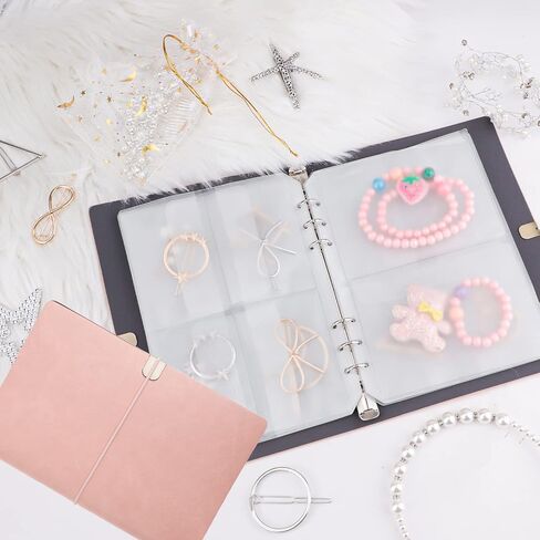 2 Pack Jewelry Organizer, Jewelry Storage Book with Pockets, PU Leather Earrings Travel Album for Ring, Necklace, Bracelets (100 Grids+100 Anti-Oxidation PVC Bags+80 Earring Cards+20 Necklace Cards) in Kuwait