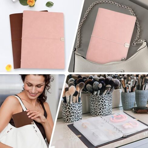 2 Pack Jewelry Organizer, Jewelry Storage Book with Pockets, PU Leather Earrings Travel Album for Ring, Necklace, Bracelets (100 Grids+100 Anti-Oxidation PVC Bags+80 Earring Cards+20 Necklace Cards) in Kuwait