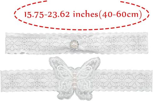 deladola Bride Wedding Garter with Butterfly White Lace Pearl Garters Bridal Stretch Leg Garter Set Accessories for Women and Girls(2 PCS) in Kuwait