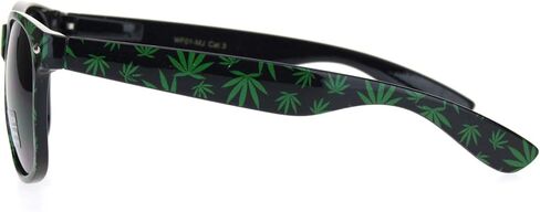 SA106 Mens Marijuana Pot Leaf Print Hipster Black Horn Rim Sunglasses in Saudi Arabia