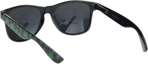 SA106 Mens Marijuana Pot Leaf Print Hipster Black Horn Rim Sunglasses in Saudi Arabia