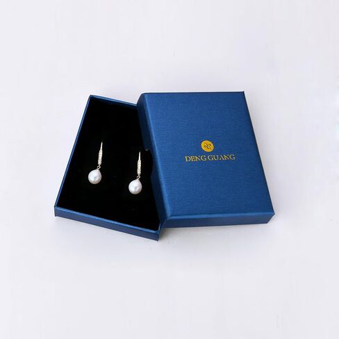 Freshwater Pearl Drop Earrings, 925 Sterling Silver 9-10mm Cultured Pearls Dangle Earrings with Cubic Zirconia, Wedding Anniversary Jewelry Gifts for Women Wife Bride in Saudi Arabia