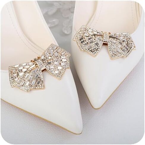 2 قطعة سباركلي القوس مشابك الأحذية انفصال إبزيم حذاء ديكور حجر الراين مشابك للأحذية السحر اكسسوارات للنساء حفل زفاف in Kuwait