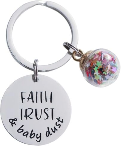 VALAFO Ivf Keychain for Women Gift Men Key Chain Faith Trust and Baby Dust Gift Support Him Trying to Conceive Infertility Keychain, Stainless Steel, bmir4bestmimi1 in Kuwait