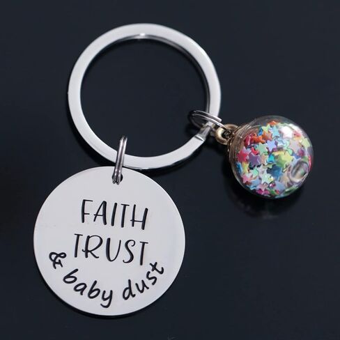 VALAFO Ivf Keychain for Women Gift Men Key Chain Faith Trust and Baby Dust Gift Support Him Trying to Conceive Infertility Keychain, Stainless Steel, bmir4bestmimi1 in Kuwait