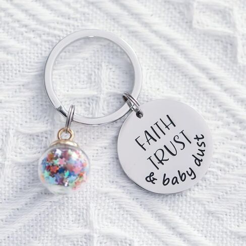 VALAFO Ivf Keychain for Women Gift Men Key Chain Faith Trust and Baby Dust Gift Support Him Trying to Conceive Infertility Keychain, Stainless Steel, bmir4bestmimi1 in Kuwait