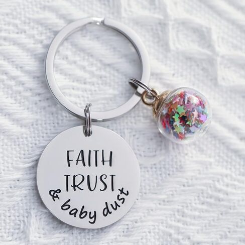 VALAFO Ivf Keychain for Women Gift Men Key Chain Faith Trust and Baby Dust Gift Support Him Trying to Conceive Infertility Keychain, Stainless Steel, bmir4bestmimi1 in Kuwait