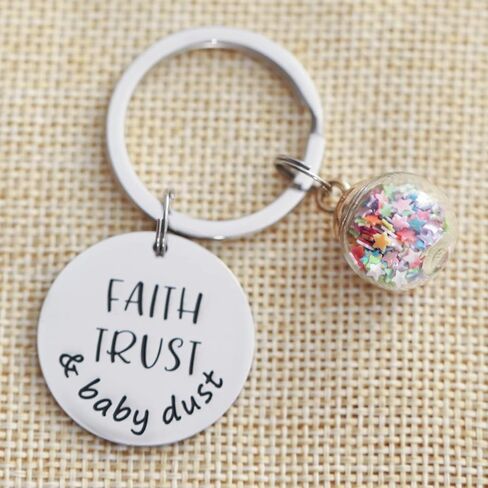 VALAFO Ivf Keychain for Women Gift Men Key Chain Faith Trust and Baby Dust Gift Support Him Trying to Conceive Infertility Keychain, Stainless Steel, bmir4bestmimi1 in Kuwait