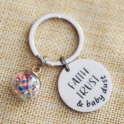 VALAFO Ivf Keychain for Women Gift Men Key Chain Faith Trust and Baby Dust Gift Support Him Trying to Conceive Infertility Keychain, Stainless Steel, bmir4bestmimi1 in Kuwait