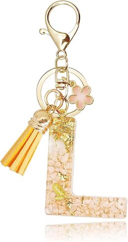 Orange Letter A-Z Initial Keychain Alphabet Keychain for Women Girls,Orange Tassel Key Ring for Purse Handbags in Saudi Arabia