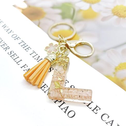 Orange Letter A-Z Initial Keychain Alphabet Keychain for Women Girls,Orange Tassel Key Ring for Purse Handbags in Saudi Arabia