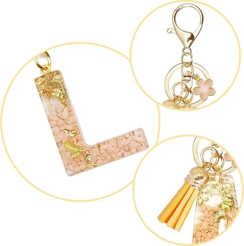 Orange Letter A-Z Initial Keychain Alphabet Keychain for Women Girls,Orange Tassel Key Ring for Purse Handbags in Saudi Arabia