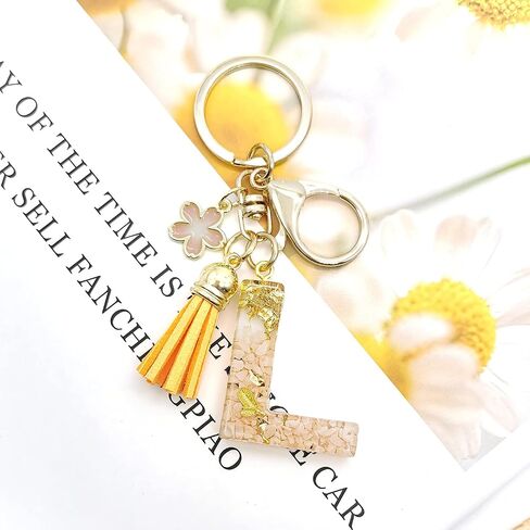 Orange Letter A-Z Initial Keychain Alphabet Keychain for Women Girls,Orange Tassel Key Ring for Purse Handbags in Saudi Arabia