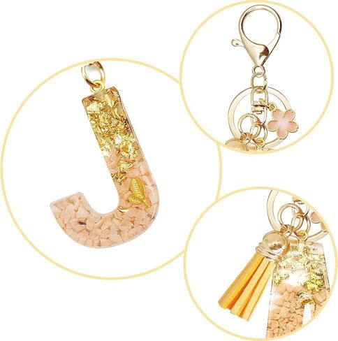 Orange Letter A-Z Initial Keychain Alphabet Keychain for Women Girls,Orange Tassel Key Ring for Purse Handbags in Saudi Arabia