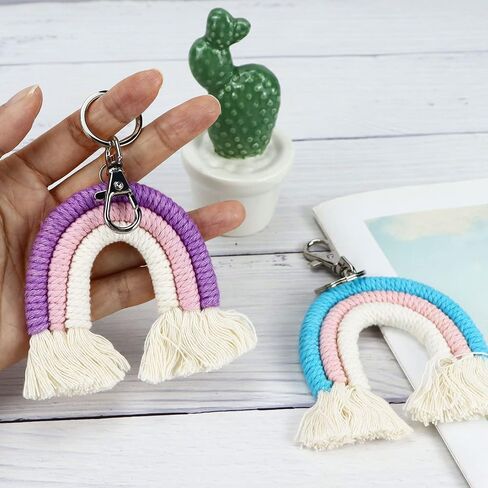 Koqye 3 Pcs Rainbow Keychain, Colorful Handmade Weaving Tassel Keychains for Car Keyring Holder Jewelry Bag Wallet Women in Saudi Arabia