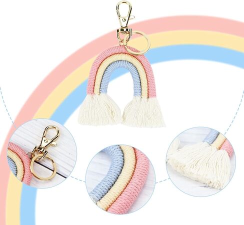 Koqye 3 Pcs Rainbow Keychain, Colorful Handmade Weaving Tassel Keychains for Car Keyring Holder Jewelry Bag Wallet Women in Saudi Arabia