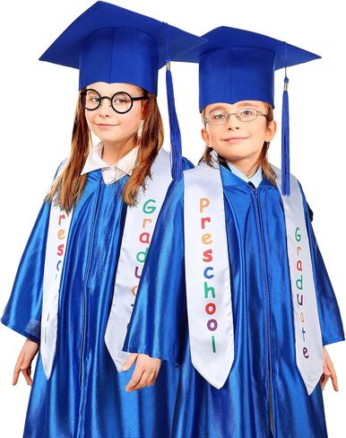 2024 Preschool Grad Caps Gown with Stole Graduation Cap with Tassel Kindergarten Graduation Set for 4-6 Years Boys Girls in Saudi Arabia
